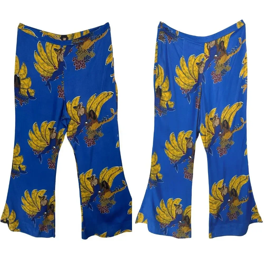 Farm Rio Blue Mermaid Bananas Scarf Tunic Pants Set M Top L Pants